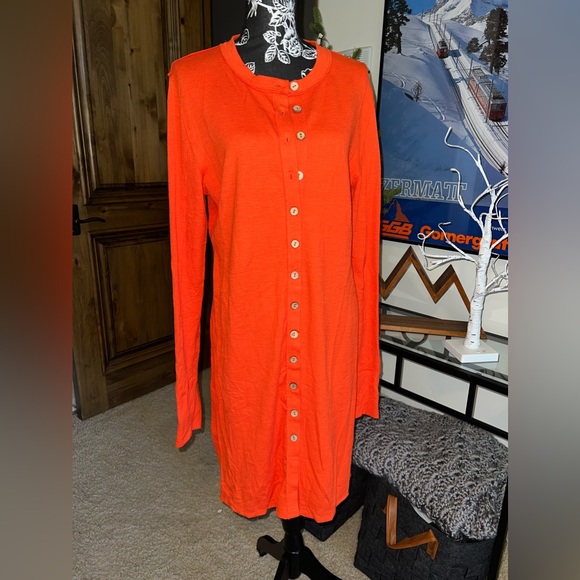 Free People Dresses & Skirts - Free People. We The Free. Orange Gia Rib tunic/Cardigan/dress. Size Large. NWT